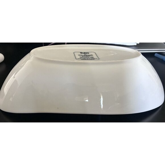 Sides by Over and Back White Oval Porcelain Serving Bowl Dish 12" Long - Picture 3 of 5